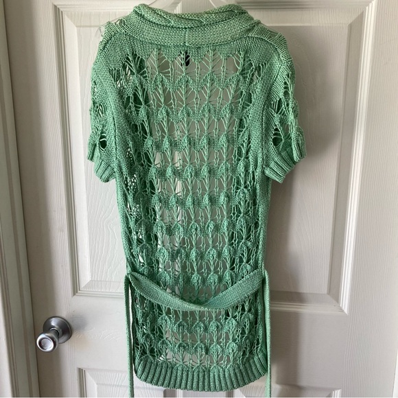 BEBE Crochet Knit Cardigan Green Size S - Picture 3 of 5